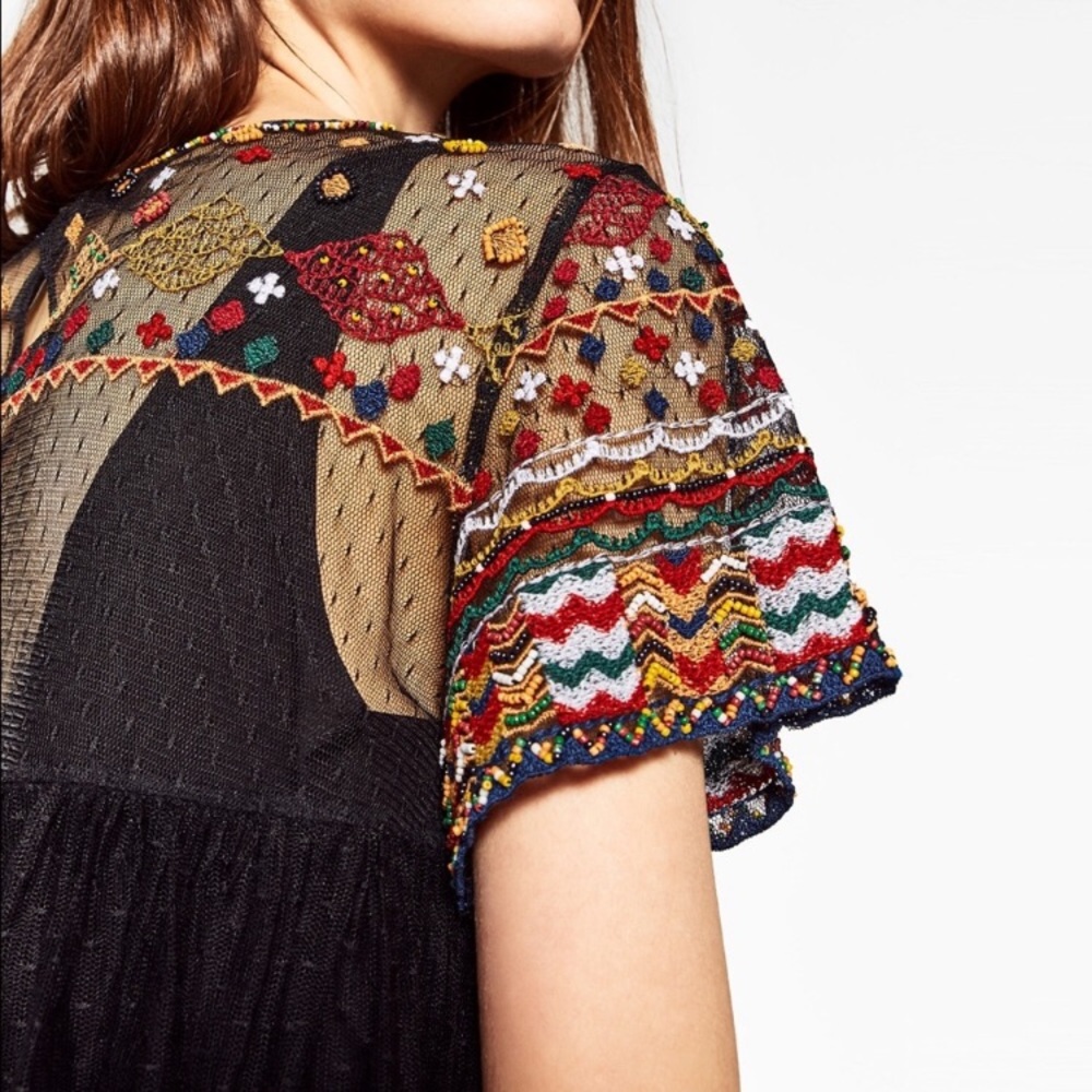 NWT Zara Embroidered Dotted Tulle Top Rare - Picture 4 of 7